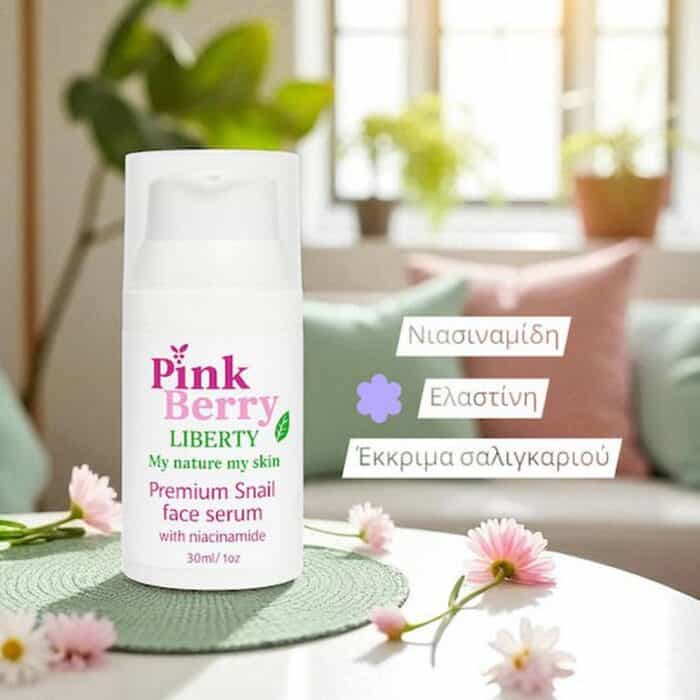 Pinkberry Cosmetics Liberty Serum Προσώπου με Έκκριμα Σαλιγκαριού & Νιασιναμίδη για Λάμψη & Σύσφιξη 30ml - Image 4