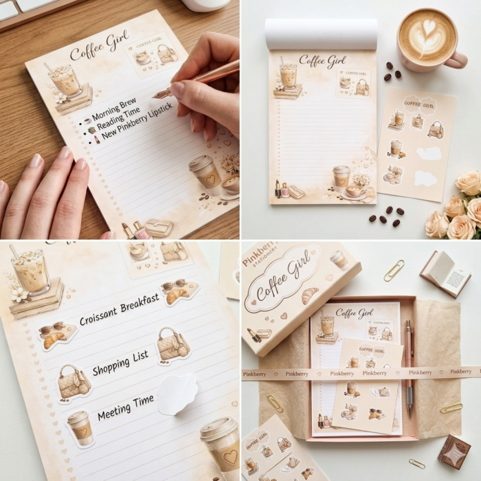 Coffee Girl Set Notepad Σημειωματάριο & Matching Stickers