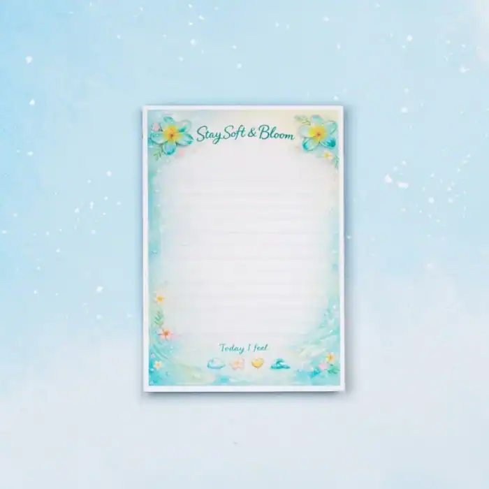 Pinkberry Original Set: "Stay Soft & Bloom" – Σημειωματάριο, Αυτοκόλλητα & Floral Hair Clip - Image 3