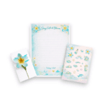 Pinkberry Original Set: "Stay Soft & Bloom" – Σημειωματάριο, Αυτοκόλλητα & Floral Hair Clip