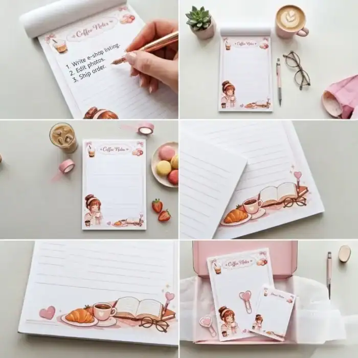 Coffee Notes Set: Aesthetic Μπλοκάκι A5 (50 φύλλα) & Stickers - Image 3