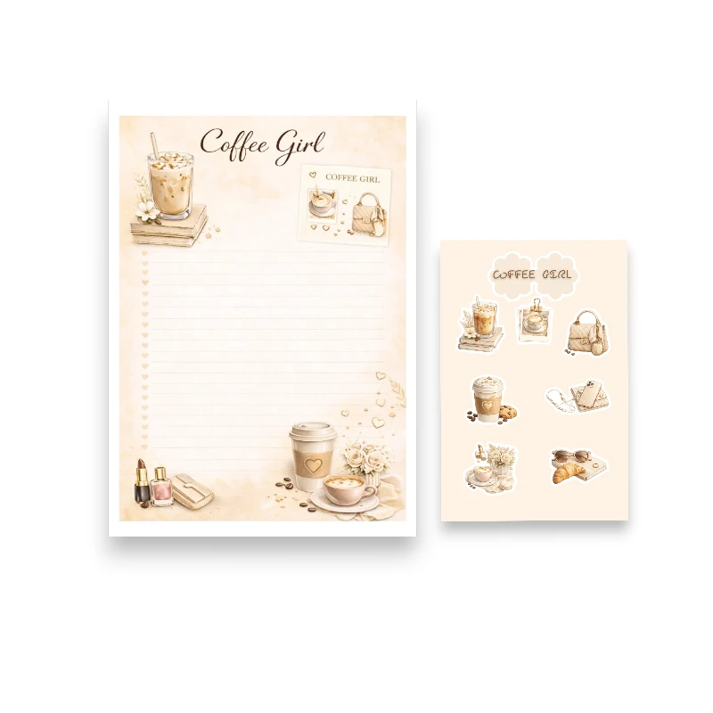 Coffee Girl Set Notepad Σημειωματάριο & Matching Stickers